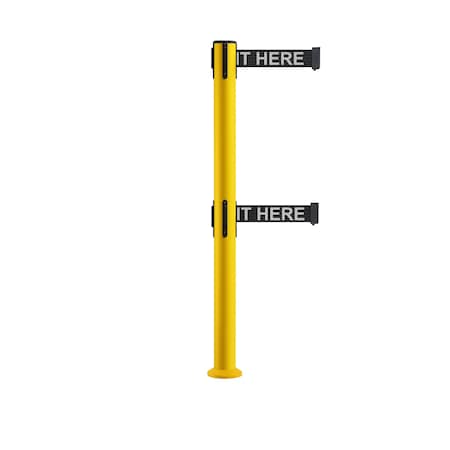 Stanchion Dual Belt Barrier Fixed Base Yellow Post 7.5ftWait..Belt